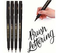 1/4 pièces Ensemble de stylos de calligraphie, pour l'écriture manuscrite - Fin & Tranchant, Encre noire remplaçable, Corps ovale flexible, Matériau plastique léger, Peinture artistique, Utilisation a