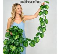 1/4 pièces Feuilles de vigne de Monstera artificielles, plantes vertes artificielles suspendues de 1,7 m, feuilles de palmier tropical, lierre, guirlande de Monstera pour la maison, le jardin, le porc