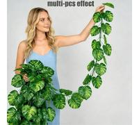 1/4 pièces Guirlandes de feuilles de Monstera artificielles extra longues, feuillage tropical vert suspendu, feuilles de palmier et lierre Monstera, convient pour la décoration intérieure et extérieur