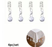 1-4 pièces Pinces de nappe en verre cristal avec pinces en acier inoxydable, poids de rideaux de fenêtre décoratifs transparents, convient pour la décoration de la maison, de la cuisine/salle à manger
