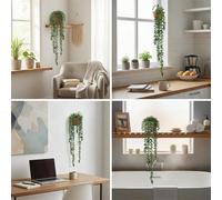 1/4 pièces Plantes succulentes artificielles - Plantes vertes réalistes à perles, larmes de l'amant fourchues, vigne succulente en plastique pour accrocher au mur - Très réaliste, convient parfaitemen