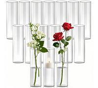 1/4 pièces Vases cylindriques en verre, bougeoirs hurricane pour bougies piliers ou flottantes, grand vase transparent pour centres de table, vases ronds pour décoration de table pour mariage, anniver