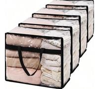 1/4 Sac de rangement pour couverture, sac de rangement en plastique transparent extra large de 40 litres, convient pour le rangement de vêtements, de literie, de fournitures de déménagement, avec ferm