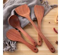 1/4pcs Ensemble d'ustensiles de cuisine en bois d'ébène, ensemble d'ustensiles de cuisine en bois massif exquis anti-rayures et anti-adhésif compatible avec les casseroles, spatule, spatule à frire, c