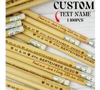 1/5/10/20/50/100pcs Crayons personnalisés gravés avec gomme, crayons en bois avec texte personnalisé pour les cadeaux de mariage, cadeaux en gros pour les invités de mariage, crayons de croquis, coule