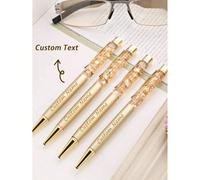 1/5/10/20/50pcs Stylos à bille personnalisés avec feuille d'or, stylos de signature dorés à la mode, logo gravé personnalisé, personnalisé en or, unique, cadeau de mariage personnalisé, stylo avec nom