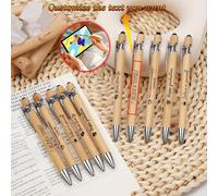 1/5/10/50 pièces Stylo à bille en bambou multifonction avec texte/logo personnalisé, stylet, stylo à bille en bambou et bois pour cadeaux de mariage, bureau, étudiant, enseignant, rentrée scolaire Bam
