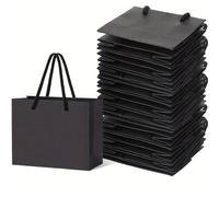 1/5/10 pièces Sacs cadeaux en papier kraft noir, sacs de shopping portables de petite taille de couleur unie, convenant pour boutique, mariage, baby shower, fête d'anniversaire, sac cadeau, sac de dem