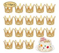 1/5/10 pièces Tiare couronne strass minuscule petite couronne dorée mini couronne topper de gâteau pour arrangements floraux décoration de douche anniversaire mariage 10 pièces d'argent,10 pièces d'or