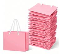 1/5/10pcs Sacs cadeaux en papier kraft rose, sacs de shopping portables de couleur unie, convenant pour la boutique, le mariage, la baby shower, la fête d'anniversaire, les sacs cadeaux, les sacs de d