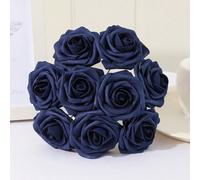 1/5/9 pièces Bouquet de roses en mousse bleu royal avec tiges - Fleurs artificielles élégantes, convient pour la décoration de mariage, les accents de maison et d'hôtel, et les fêtes comme Noël, Pâque