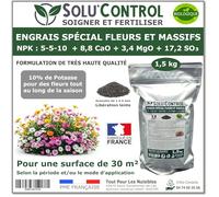 1,5 kg - Engrais Spécial Fleurs et Massifs NPK 5-5-10 - Favorise une floraison abondante, éclatante et durable - Utilisable en Agriculture Biologique (UAB) - Fabriqué en France