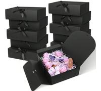 1/5 pièces Ensemble de boîte-cadeau blanche avec couvercle, taille 10.6 X 7.8 X 3.1 pouces, livrée avec ruban blanc, convient pour invitation de demoiselle d'honneur, cadeau de mariage, cadeau d'anniv