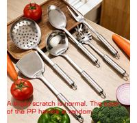 1/5 pièces - Ensemble d'ustensiles de cuisine professionnels : cuillère à fentes, louche à soupe, retourneur, spatule & pelle à riz style fin ETC. Convient pour la cuisson en fonte, le sautage & la fr