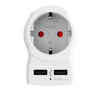 1.500281-E Adaptateur voyage Europe vers USA avec 2 ports USB Blanc