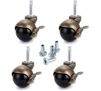 1.5inch Roue à Bille en Bronze, Roulettes pour Meubles avec Douilles, Roulettes à Boule Arrondie avec frein