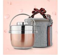 1.5L Boîte de Repas Boîte Alimentaire Garde-chaud Inox avec Sac Isotherme Or rose
