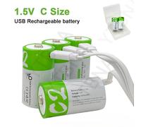1.5V 5000mWh LR14 C taille li-po batterie Rechargeable type-c Ultra-rapide USB charge batterie au Lithium pour lampe de poche cuisinière à gaz 1pcs C2 With 1USB