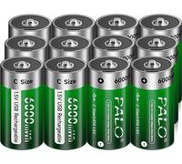 1,5V batterie au lithium-ion de taille C, fonction de charge USB, plus de 3500mAh de capacité, 12 pièces