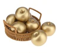 1-6 pièces Décoration de pomme dorée artificielle, pomme en plastique fausse réaliste, fruit décoratif factice pour la cuisine, centre de table Poire dorée,Pomme d'or,Banane doréePolystyrène