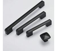 1/6 pièces Poignées de placard de cuisine en alliage d'aluminium noir, poignées de tiroir de vanité, poignées de porte d'armoire, poignées de quincaillerie de meuble Noir-30mm,Noir-128mm,Noir-160mm,No