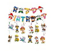 1/6 pièces/set Drapeau en spirale thème Paw Patrol Woof Team, bannière de lettrage, pendentif de fleur de chien. Convient pour les fêtes d'anniversaire et autres décorations festives Drapeau à tirer +