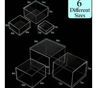 1/6 pièces Support d'affichage de buffet en acrylique, présentoir alimentaire, convient pour table de buffet, boîte cube de dessert à fond creux, boîte de rangement de bureau cube blanc, convient pour