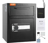 1,7 L Coffre-fort de dépôt, Coffre-fort de dépôt avec Drop-Slot, serrure électronique à code et 2 clés de secours, 45 x 30 x 35 cm, coffre-fort professionnel pour argent liquide, à la maison, à l'hôte