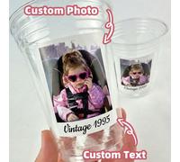 1/8/24pcs Autocollants photo personnalisés - Étiquettes de tasse avec texte personnalisé, autocollants imperméables et réutilisables pour mariage, anniversaire, anniversaire de mariage, emballage cade