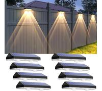 1/8 pièces lumières de clôture solaires Super lumineuses rvb et blanc chaud LED lumières de marche solaires appliques murales extérieures IP65 lampe de décoration étanche