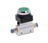 1/8" Threaded 2 Position 3 Way Flat Push Green Button Momentary Pneumatic Valve MOV-321PP Mechanical Switch NWPNLXEA(PC 6mm Fittings)
