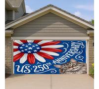 1,8 x 4 m 250e anniversaire chat sibérien couverture de porte de garage impression 4 juillet indépendance art mural intérieur extérieur décoration patriotique photographie fond photo à suspendre