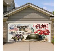 1,8 x 4 m 250e anniversaire chien bichon frisé couverture de porte de garage couverture couverture 4 juillet jour commémoratif bain intérieur extérieur art décalcomanie décoration murale photographie