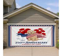 1,8 x 4 m 250e anniversaire chien doré griffonnage porte de garage couverture 4 juillet jour commémoratif bain intérieur extérieur art décalcomanie décoration murale photographie patriotique fond
