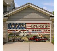 1,8 x 4 m 250e anniversaire de chien de Poméranie couverture de porte de garage impression 4 juillet indépendance art mural décoration murale rustique photographie fond photo à suspendre