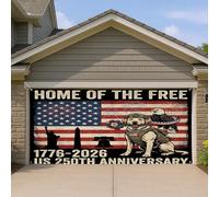1,8 x 4 m 250e anniversaire Labrador Retriever Porte de Garage Couverture Couverture Couverture 4 juillet Memorial Day Print Intérieur Extérieur Wall Art Decal Décoration, Photographie patriotique