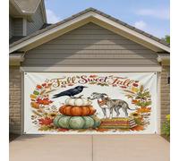 1,8 x 4 m Aquarelle Automne Chien lévrier Automne Couverture Bannière Couverture Couverture Couverture de Porte de Garage Citrouille Automne Livre Porche Porche Intérieur Extérieur Art Decal Décor