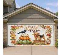 1,8 x 4 m Aquarelle Automne Terrier Chien Airedale Terrier Couverture Bannière Couverture Couverture de Porte de Garage Citrouille Automne Livre Porche Porche Intérieur Extérieur Art Decal Décor Cool