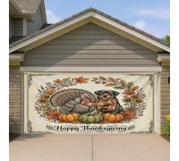 1,8 x 4 m automne Thanksgiving Rottweilers Chien Garage Porte Bannière Couverture Vintage Turquie Automne Bain Intérieur Extérieur Art Mural Décoration Cool Photographie Fond Photo À Suspendre