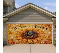1,8 x 4 m Peinture à l'huile Automne Doberman Chien Garage Porte Bannière Couverture Couverture Automne Tournesol Feuille d'érable Porche Intérieur Extérieur Art Decal Décor Cool Photographie Fond À