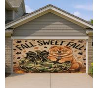 1,8 x 4 m Thème soldat Automne Chow Chien Bannière Couverture Bannière Couverture de Porte de Garage Citrouille Automne Feuille d'érable Porche Intérieur Extérieur Décoration Murale Décoration