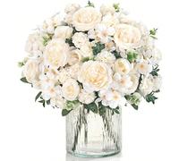 1/80 pièces Bouquet de fleurs artificielles de pivoine & d'hortensia, convient pour la décoration de la chambre, de la cuisine, la couronne DIY, la décoration d'automne, la décoration intérieure/extér