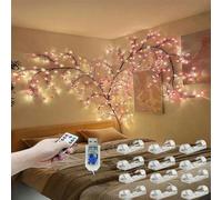 1,9 m/6,2 pi 96 LED Lumière de branche d'arbre de fleurs de cerisier, télécommande, 8 modes d'éclairage, lumières de fée de branche de saule souple, décoration florale murale de chambre à coucher mais