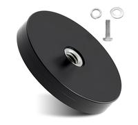 1 aimant rond en caoutchouc, diamètre : 135 mm, aimant néodyme caoutchouté avec fil plat M8, capacité de charge de 70 kg, aimants puissants caoutchoutés, antidérapants, socle de montage magnétique