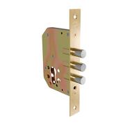 1. Amig - Serrure auxiliaire à encastrer pour portes en bois | Déplacement 20 mm et entrée : 50 mm. | Sans pêne | Acier | Laitonné | Inclus visserie