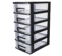 1 Armoire de rangement, 5 tiroirs en plastique, design anti-poussière, porte-accessoires inclus, pour bureau et salon .