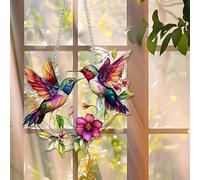 1 attrape-soleil coloré en acrylique à suspendre, décoration de fenêtre de 18 cm avec motif imprimé de style vitrail, décoration murale arc-en-ciel, idée cadeau et décoration de jardin pour intérieur
