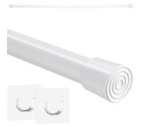 1 barre de douche sans foret porte tringle à rideau en acier inoxydable tringle à rideau rétractable, 71-115cm multifonction tringle à manteau tringle à nid de chat (Blanc)