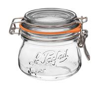 1 Bocal Le Parfait Super - Nouveau bocal de conservation en verre français à large ouverture avec fil en acier inoxydable - Corps arrondi, couvercle en verre et joint en caoutchouc naturel - Emballage