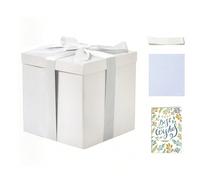 1 boîte-cadeau de taille moyenne avec couvercle, ruban et papier de soie, boîte-cadeau pliable, 9x9x9 pouces, convient pour la Saint-Valentin Taille Unique,Blanc - 10*10*10 pouces,Blanc - 12*12*12 pou